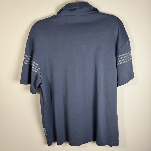 REISS Men’s Short Sleeve Cuban Collar Shirt Large Blue Embroidered Cotton - Picture 4 of 10